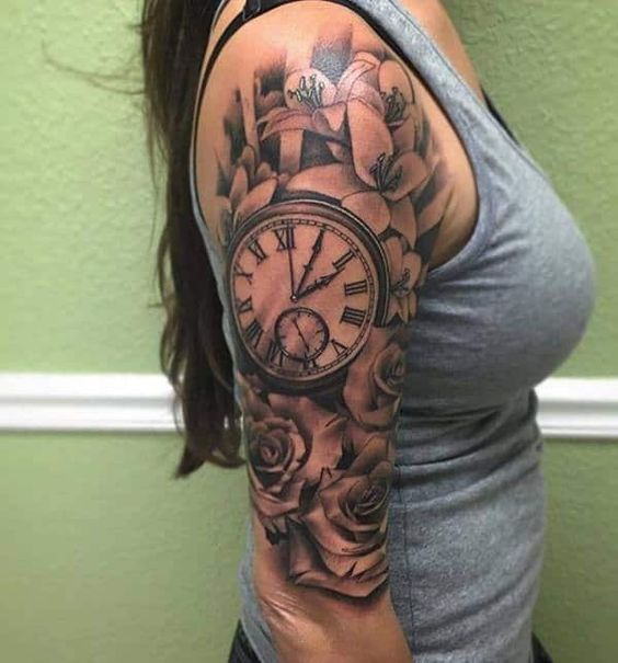 birth clock tattoo sleeve