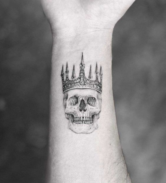 Tattoo tagged with: small, skull, anatomy, single needle, micro,  wickynicky, animal, tiny, bull skull, ankle, ifttt, little, bull |  inked-app.com