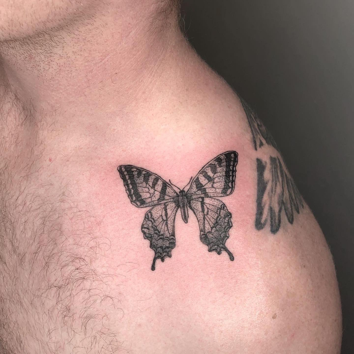 Butterfly shoulder tattoos for men