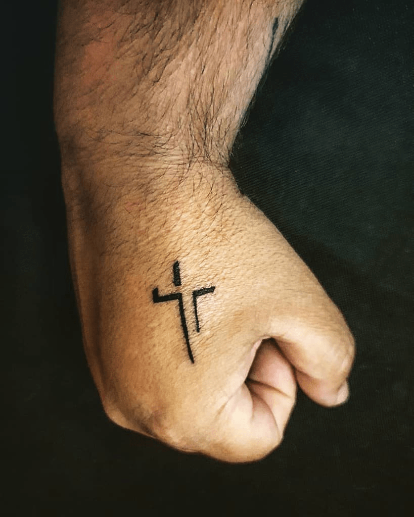 Cross hand tattoos for men