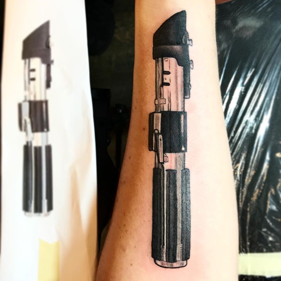 In love with my first Star Wars tattoo Darth Vader and Anakin Skywalker  lightsabers  Scrolller