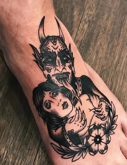 Hannya Mask tattoo on the foot   Scars  Stories Tattoo  Facebook