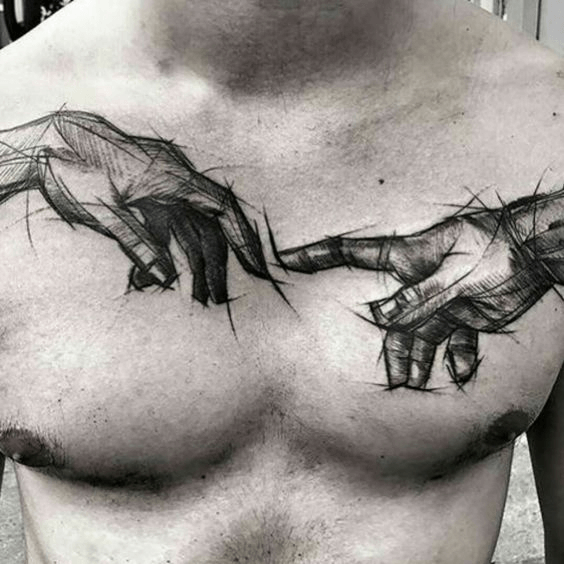 Tattoo uploaded by Sean9mag  Chest tattoo design made of small tattoos   Tattoodo