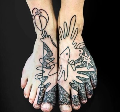Interesting Geometry in Foot Tattoo