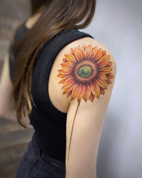 sunflower tattoo shoulder