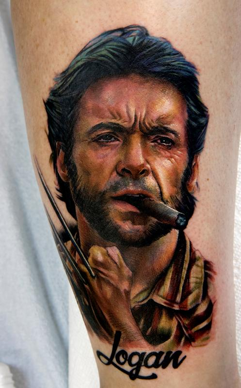 Illustrated Gentleman  Close up traditional tattoo portrait closeup