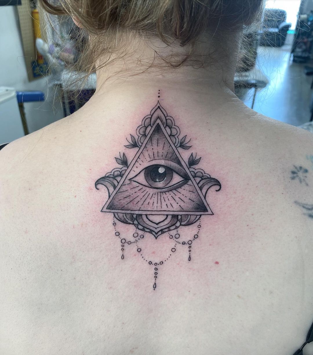 Illuminati or mason pyramid eye occult line signs Vector Image
