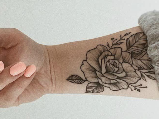 Trendy Rose Tattoo