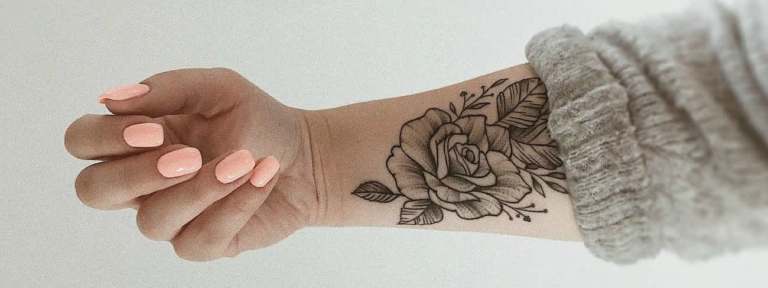 Trendy Rose Tattoo