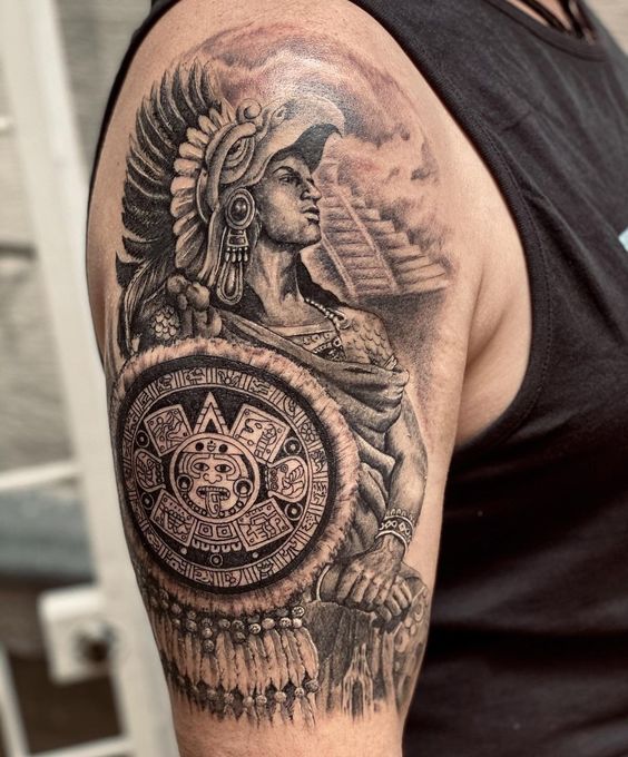 aztec chest tattoos designs