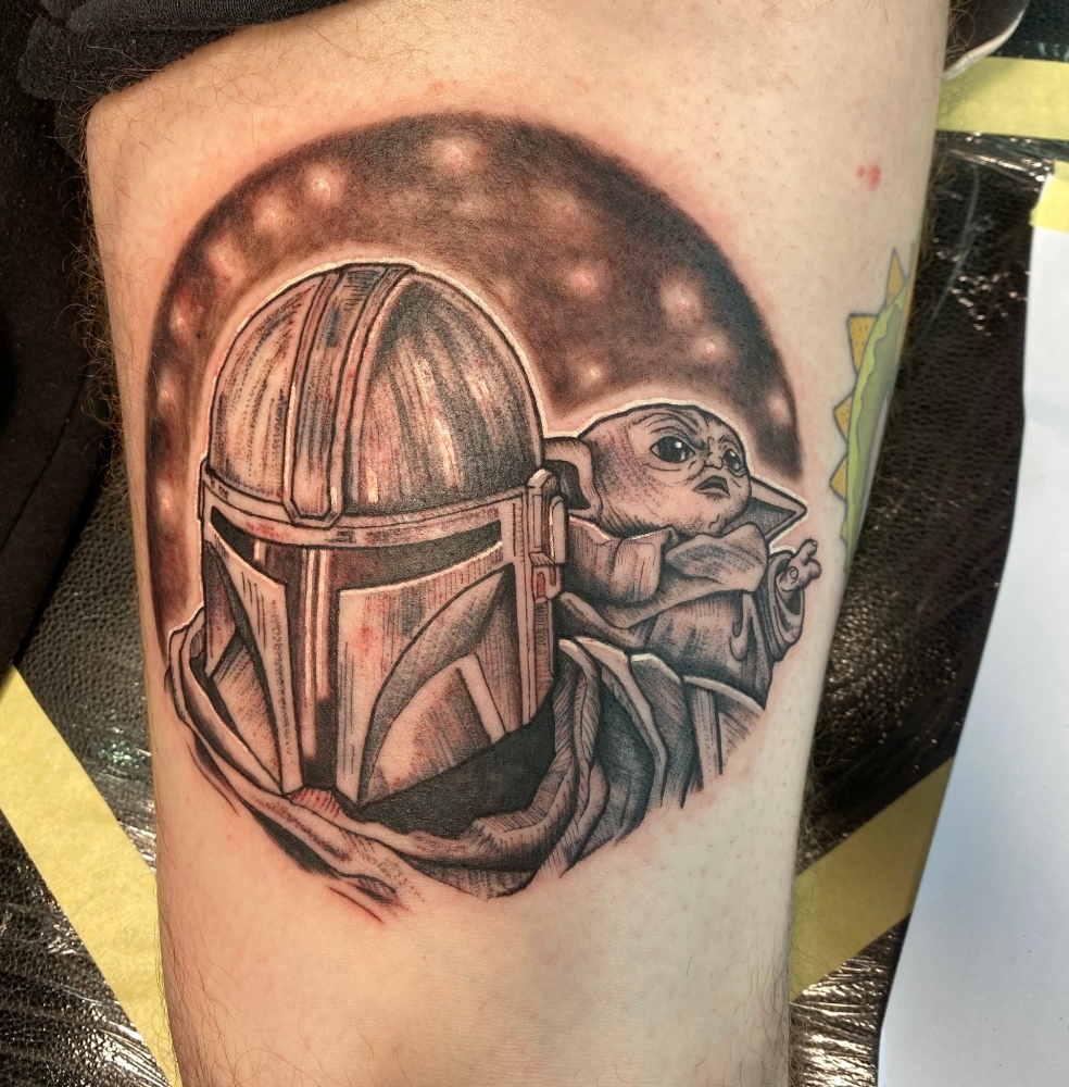 Star Wars Tattoo Helmet A4 Art Print Boba Fett Din Djarin  Etsy
