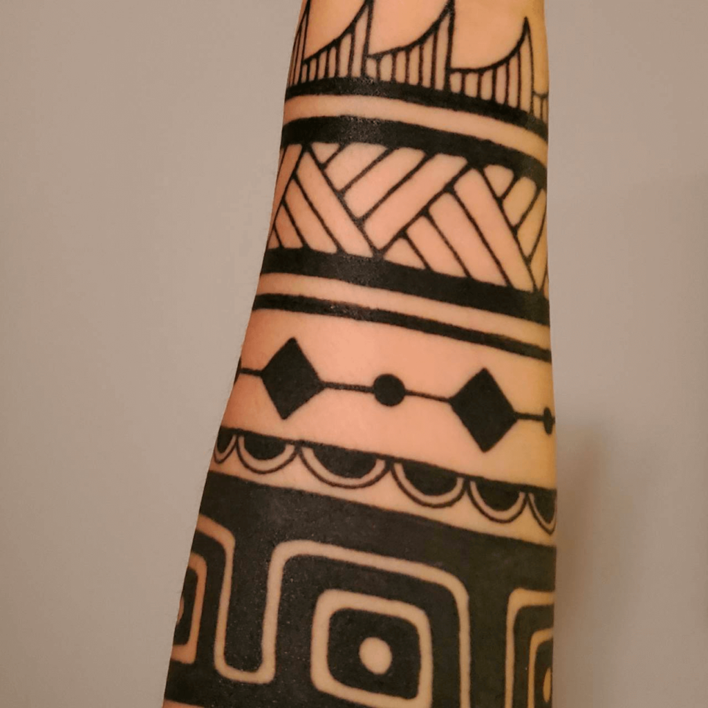 Traditional Cherokee Indian patterns in tattoos