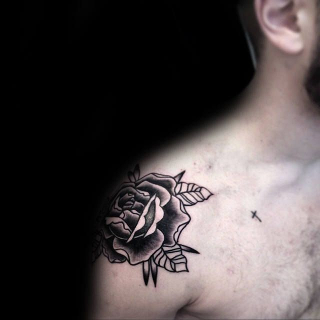 63 Black And Grey Awesome Shoulder Tattoos