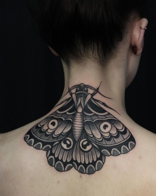 Thinking about getting a lunar moth similar to that design on my neck  What do you guys think Any other suggestions I dont have many good  appropriate photos of the tattoos near
