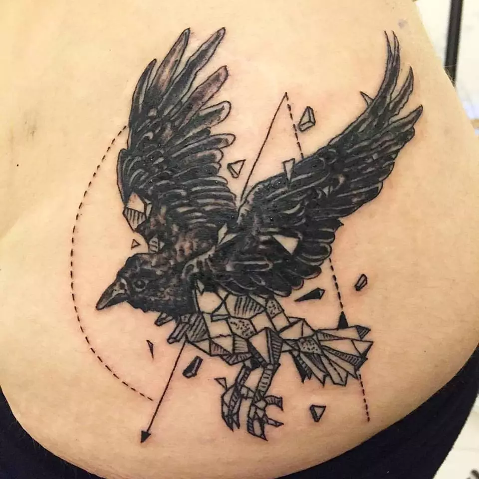 nouvellerita  Geometric tattoo raven Geometric tattoo design Crow tattoo