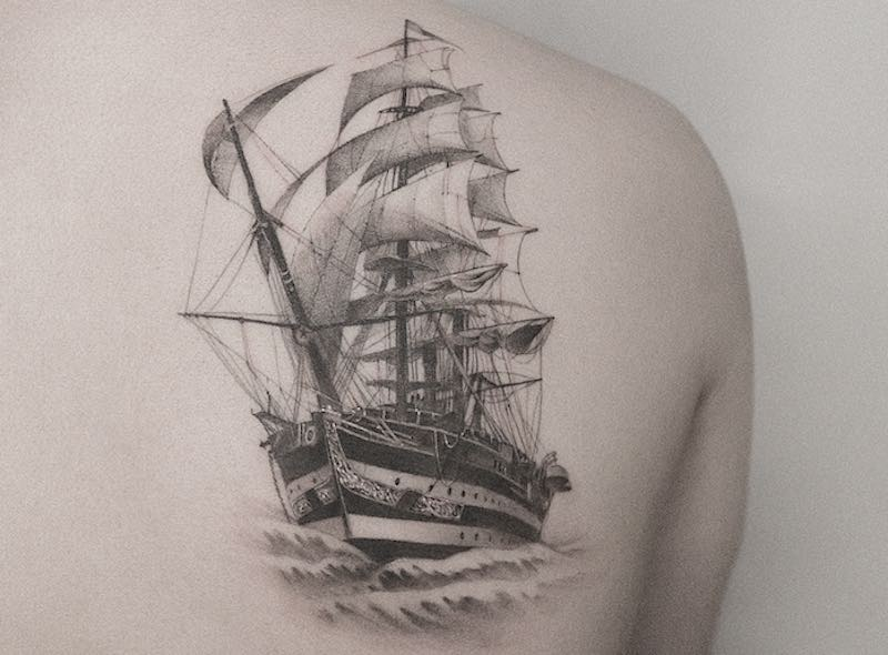 85 Striking Pirate Ship Tattoo Designs  Bonding with Masters of the Seas