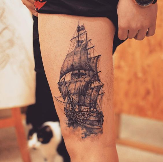 ship tattoo forearm