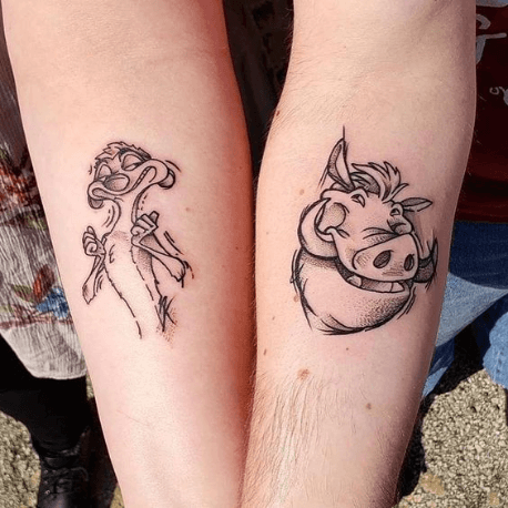 Cartoony friend tattoos