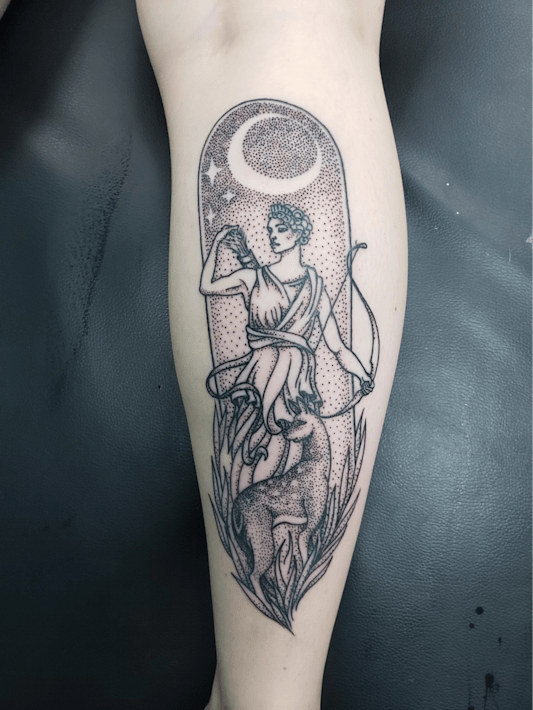 Tattoo uploaded by Heather  Artemis the Greek Goddess of the moon and the  hunt take a look at my other picture to see her twin brother Apollo   Tattoodo