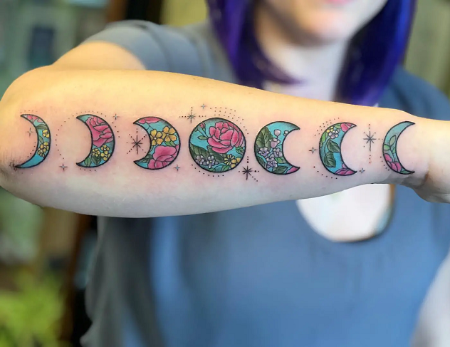 Moon Half Moon Tattoo' Sticker | Spreadshirt