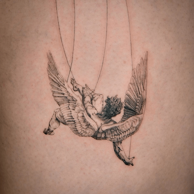 An example of a fallen angel tattoo in modern culture