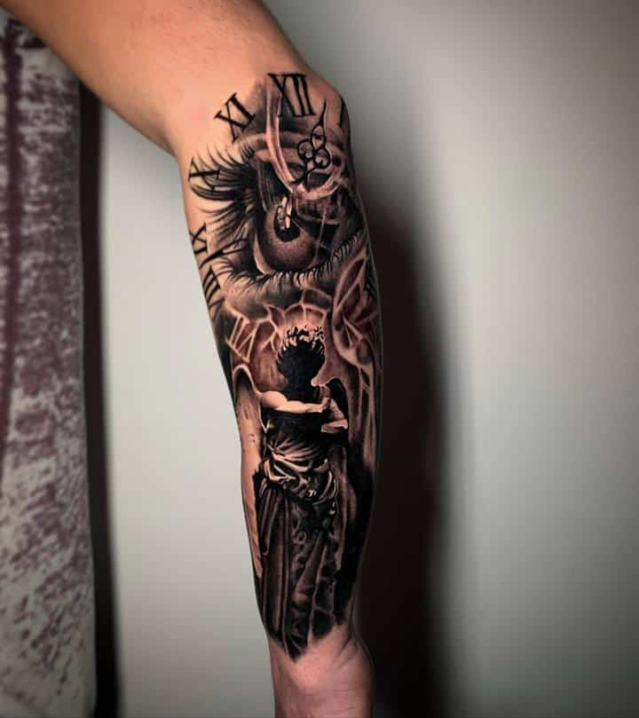 Example of a fallen angel tattoo on the arm
