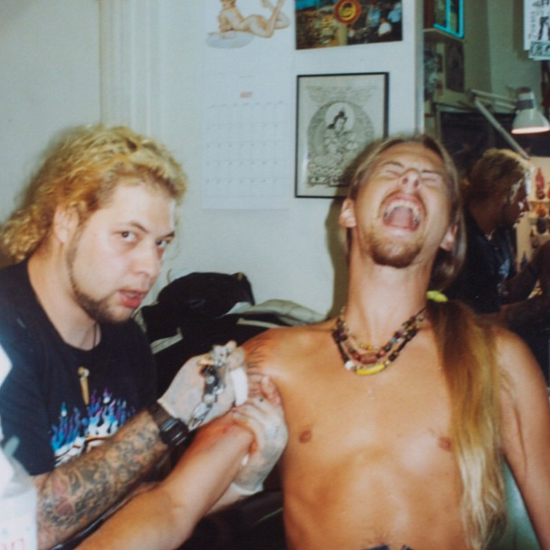 Young man getting his first tattoo, the 1990s, Seattle