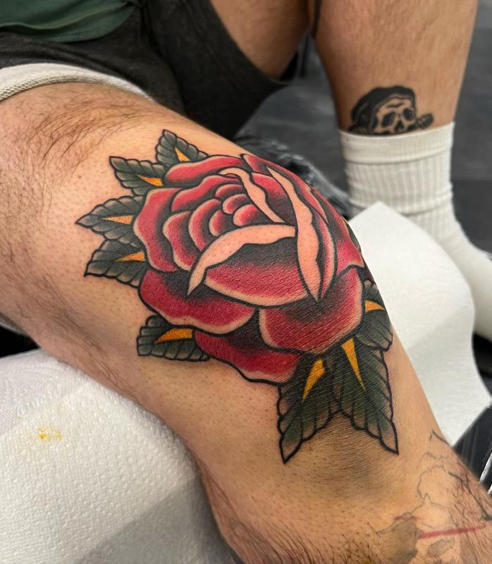 Noelle Adrienne Tattoos on Instagram Above the knee adornment for  Jasmine  books open April 1st        kneetattoo gardenia  gardeniatattoo botanicaltattoo