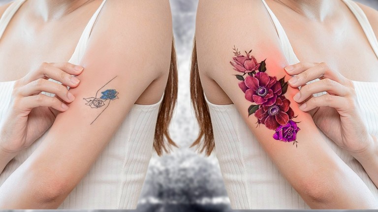 Female Dark Cover-Up Tattoos