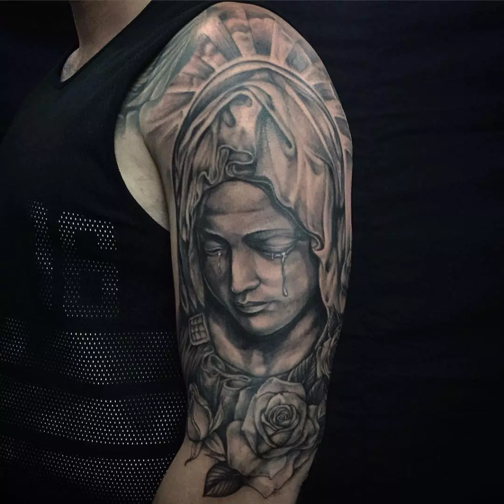 Virgin Mary and Baby Jesus Tattoo by Marvin Silva: TattooNOW