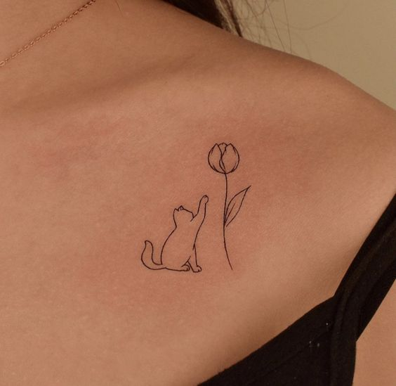 A sleek cat outline tattoo | Cat tattoo designs, Cat tattoo small, Cat  outline tattoo
