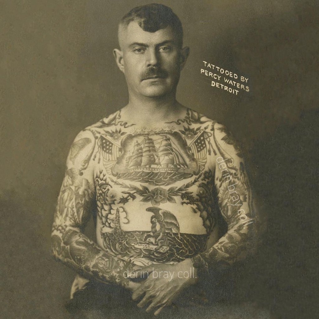 A photo of Egbertus Jan "Dutch" Berghege with an iconic “Tattooed by Percy Waters…” caption
From Derin Bray’s collection