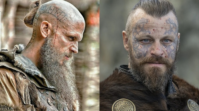 Characters from the Netflix series “Vikings”, wearing tattoos