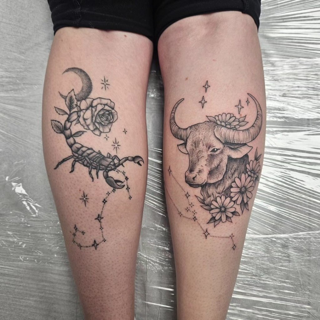 You can go for a tattoo that references the star positions in the Scorpio constellation. It can be a scorpion itself or just its schematic representation.