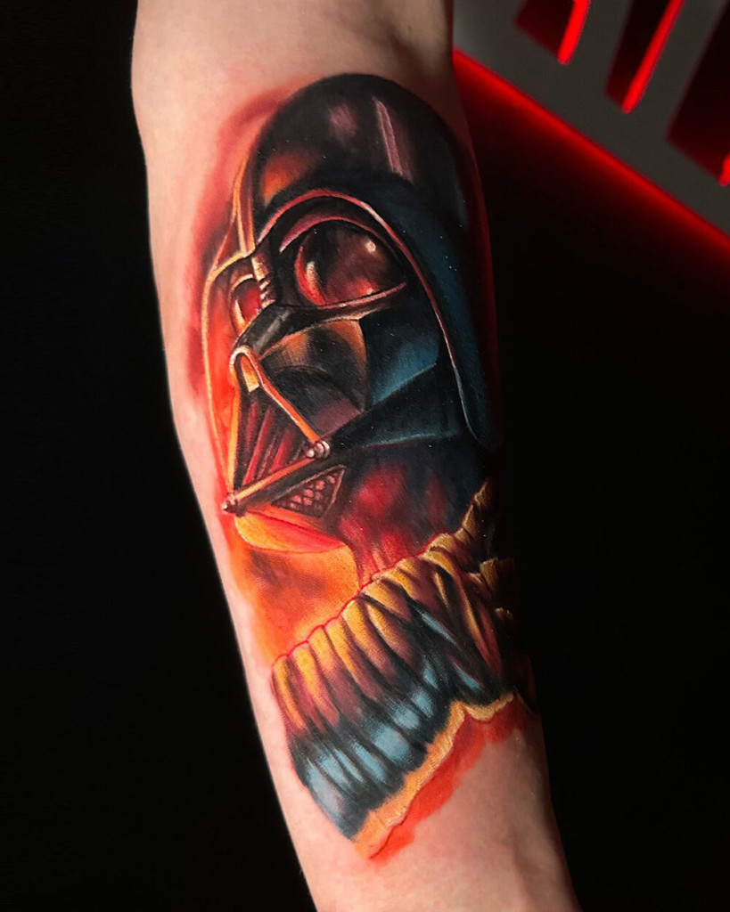 Creative Darth Vader tattoo made by Carl Schwartz