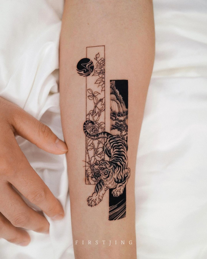 Tattoos by Firstjing with traditional Chinese culture elements 