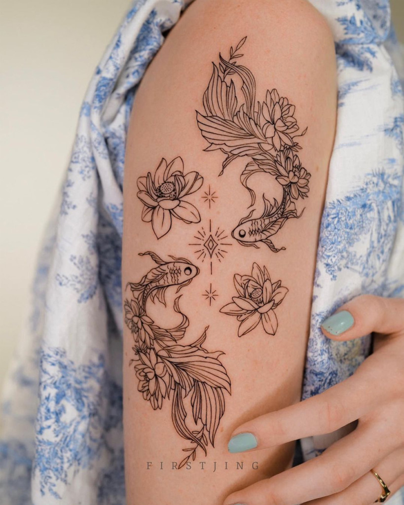 Beautiful fineline tattoos by Firstjing 