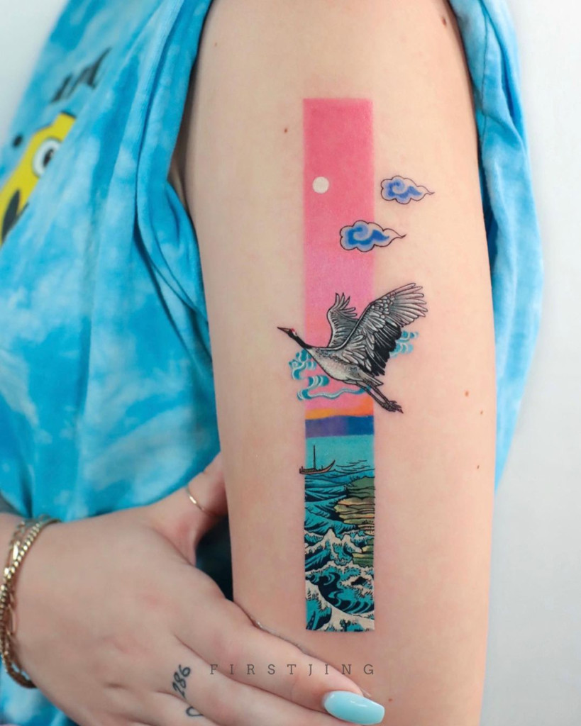 Chinese painting style tattoos by Firstjing