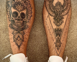 ideias de tatuagem de perna tendência para homens